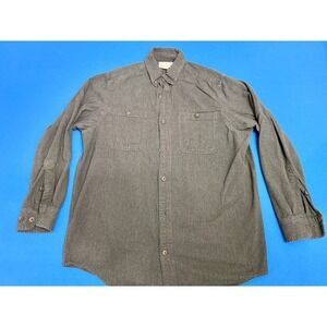 Duluth‎ Trading Co Button Down Flannel Shirt Men's Large Charcoal Gray Cotton